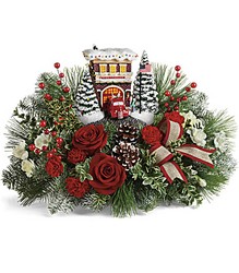 Thomas Kinkade's Festive Fire Station Bouquet from Mona's Floral Creations, local florist in Tampa, FL